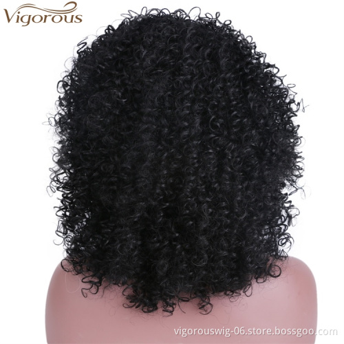 Vigorous Short Big Afro Kinky Curly Wigs for Black Women Premium Synthetic Hair Wigs Natural Looking Hair Replacement Wig